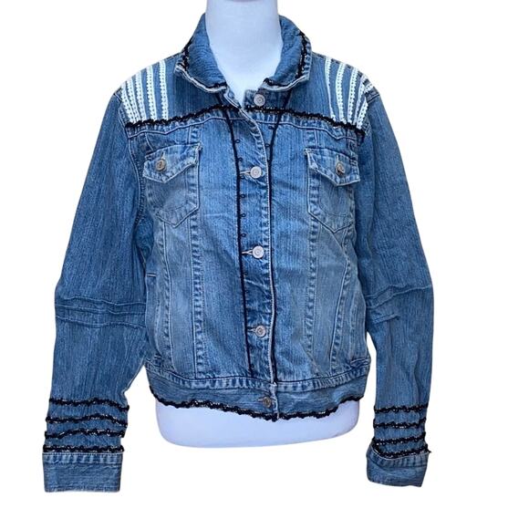 Sonoma Upcycled Lace Up Back Craft Jean Jacket - Picture 3 of 16